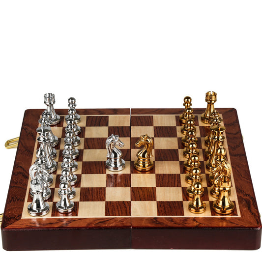 Chess Premium Gift Box Metal Bronze Children's Folding