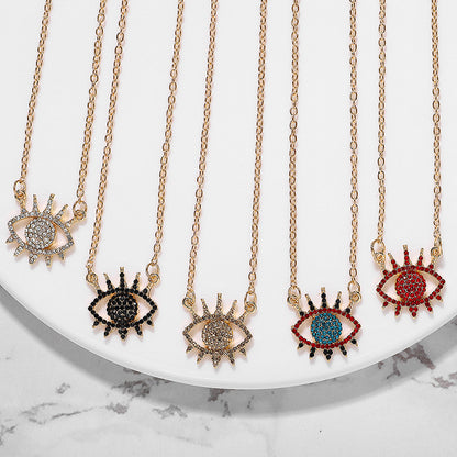 Personalized diamond devil eye necklace