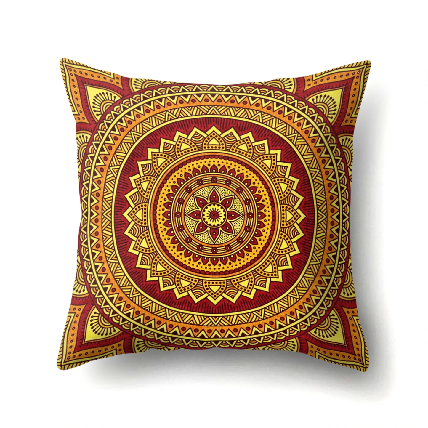 Mandala textured peach velvet pillow