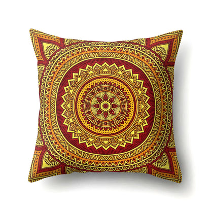 Mandala textured peach velvet pillow