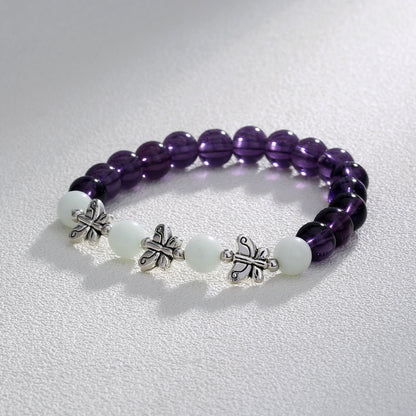 Purple Glass Beads Retro Butterfly Sky Blue Luminous Ball Bracelet Bracelet
