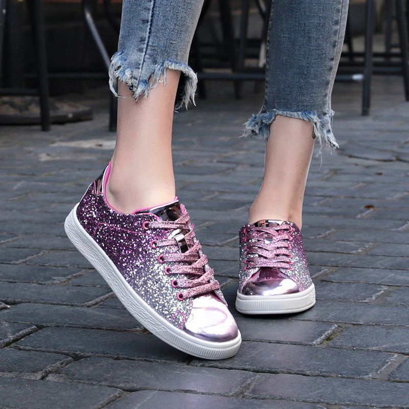 Color sequin street low shoes