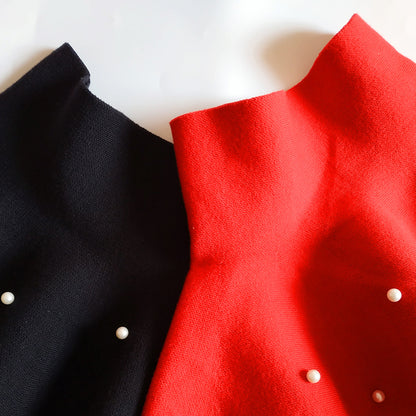 Girls High Waist Knitted Pearl Umbrella Skirt