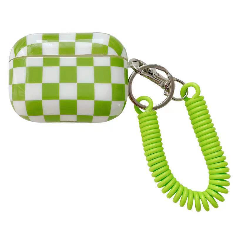 Plaid Phone Chain Wireless Bluetooth Headset Protective Cover