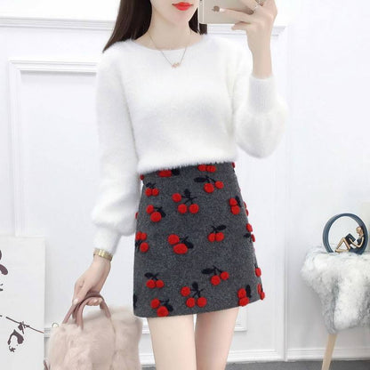 Western Style Woolen Short Skirt Small Fragrance Two-piece Fashion