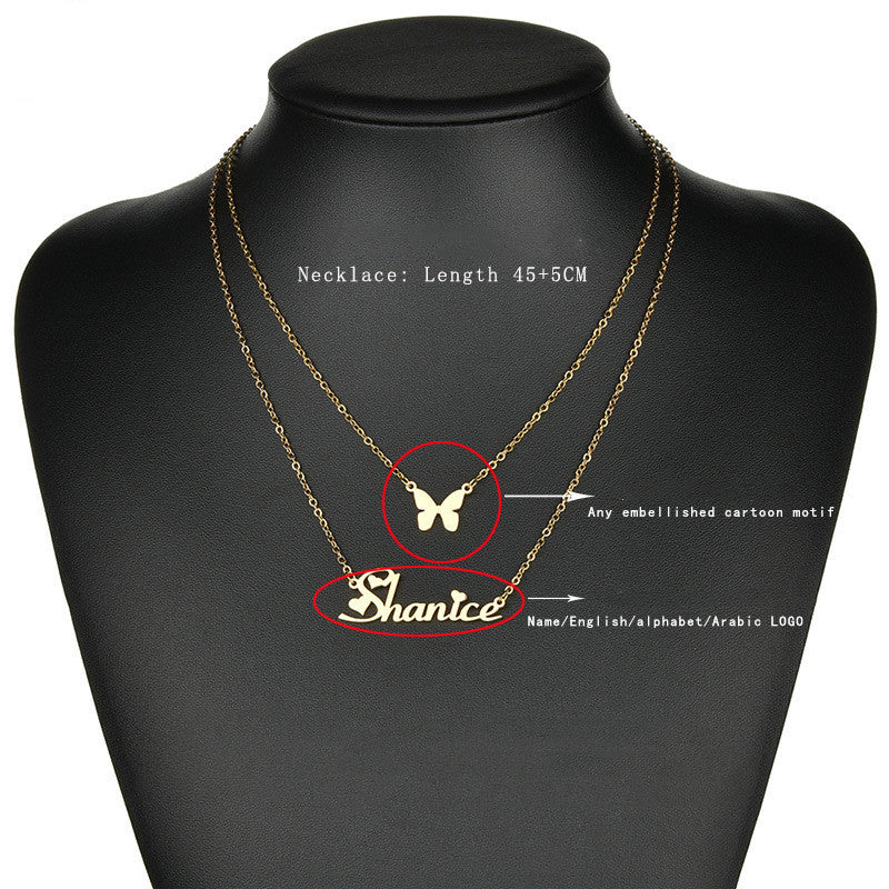 Double Layer Necklace Female English Alphabet Clavicle Pendant