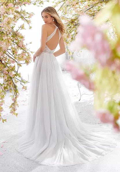 Sleeveless Halter Wedding Dress Slim Long Skirt