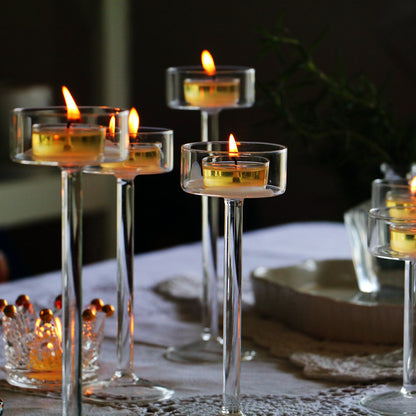 Simple Transparent Crystal High-footed Glass Candle Holder Romantic Table Decoration