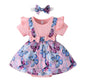 Little Girl Butterfly Print Dress Romper Skirt Scarf Two-piece Set