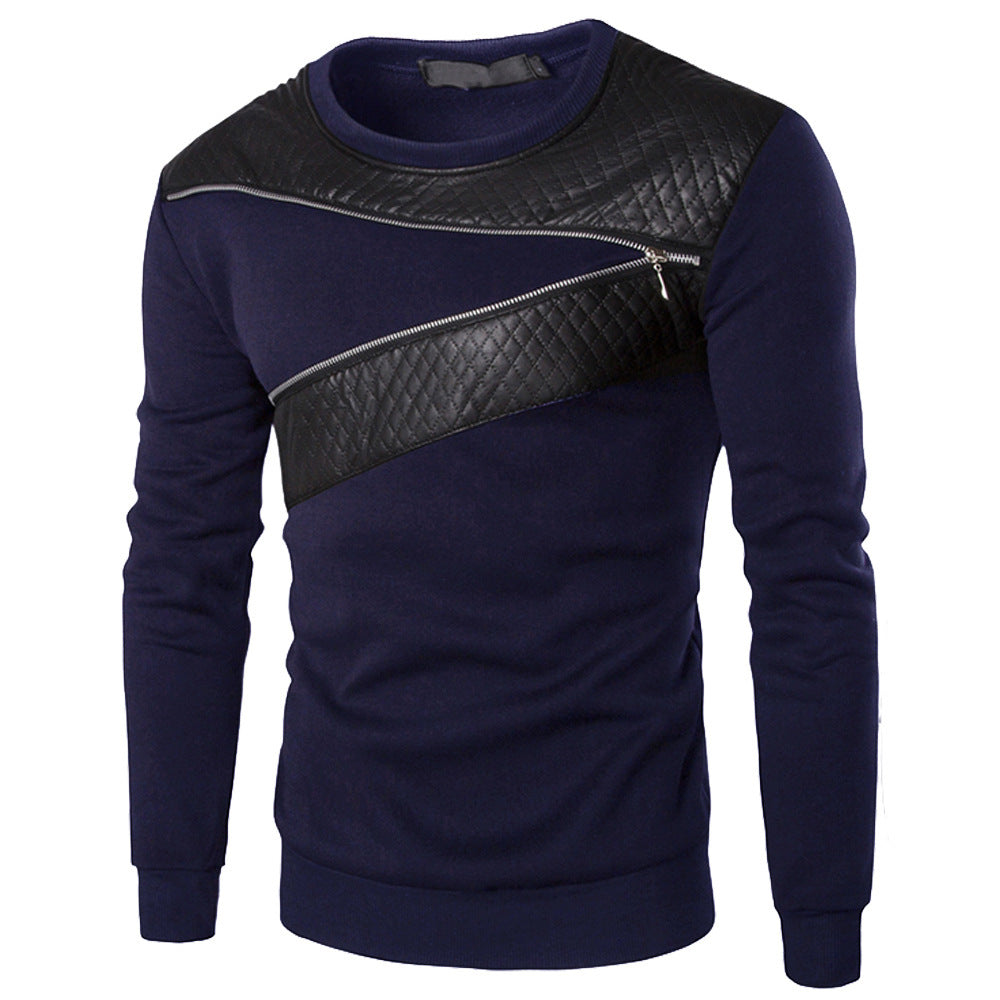 Men's casual fashion zipper plus size long sleeve