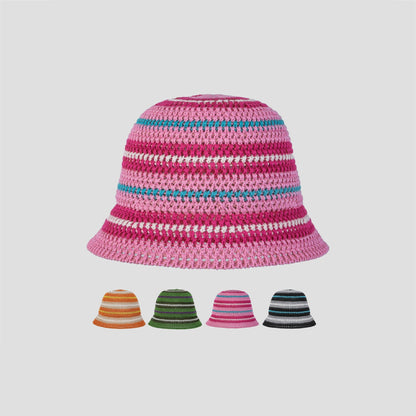 Dopamine Color Foldable Storage Bucket Hat Women's Fashion Color Woven Face Small Bucket Cap