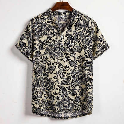 Men's plus size floral short sleeve shirt
