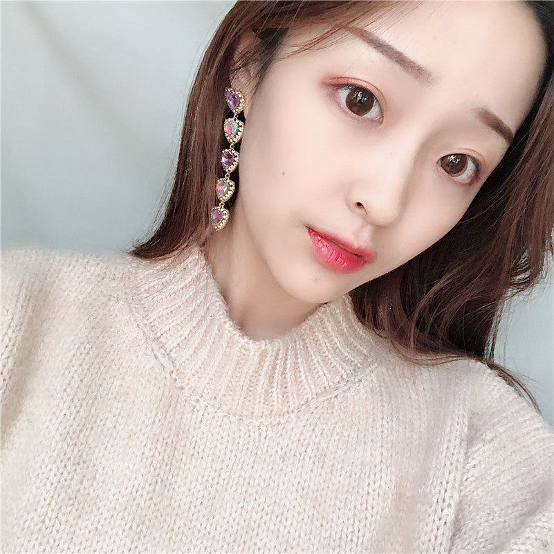 Rhinestone pink purple earrings