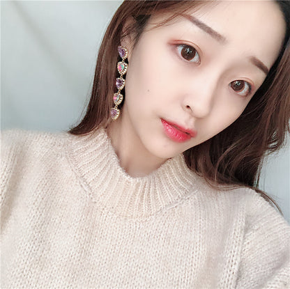 Rhinestone pink purple earrings