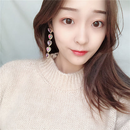 Rhinestone pink purple earrings