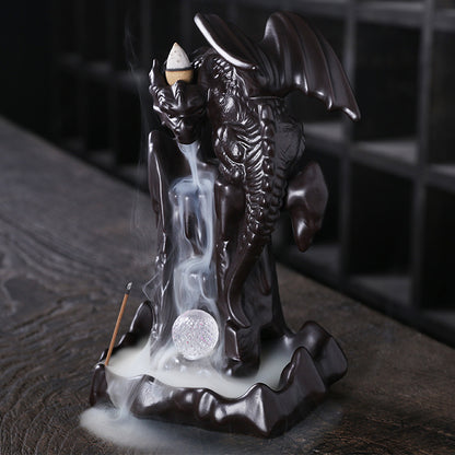 Ceramic Smoke Backflow Incense Burner Nordic Pterodactyl LED Lights Backflow Stove Ornaments