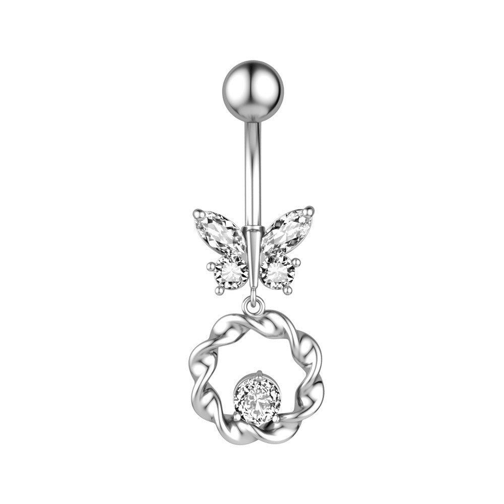 New Butterfly Zircon Belly Button Ring Belly Button Piercing Jewelry