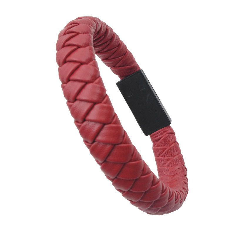 Leather woven creative data cable bracelet