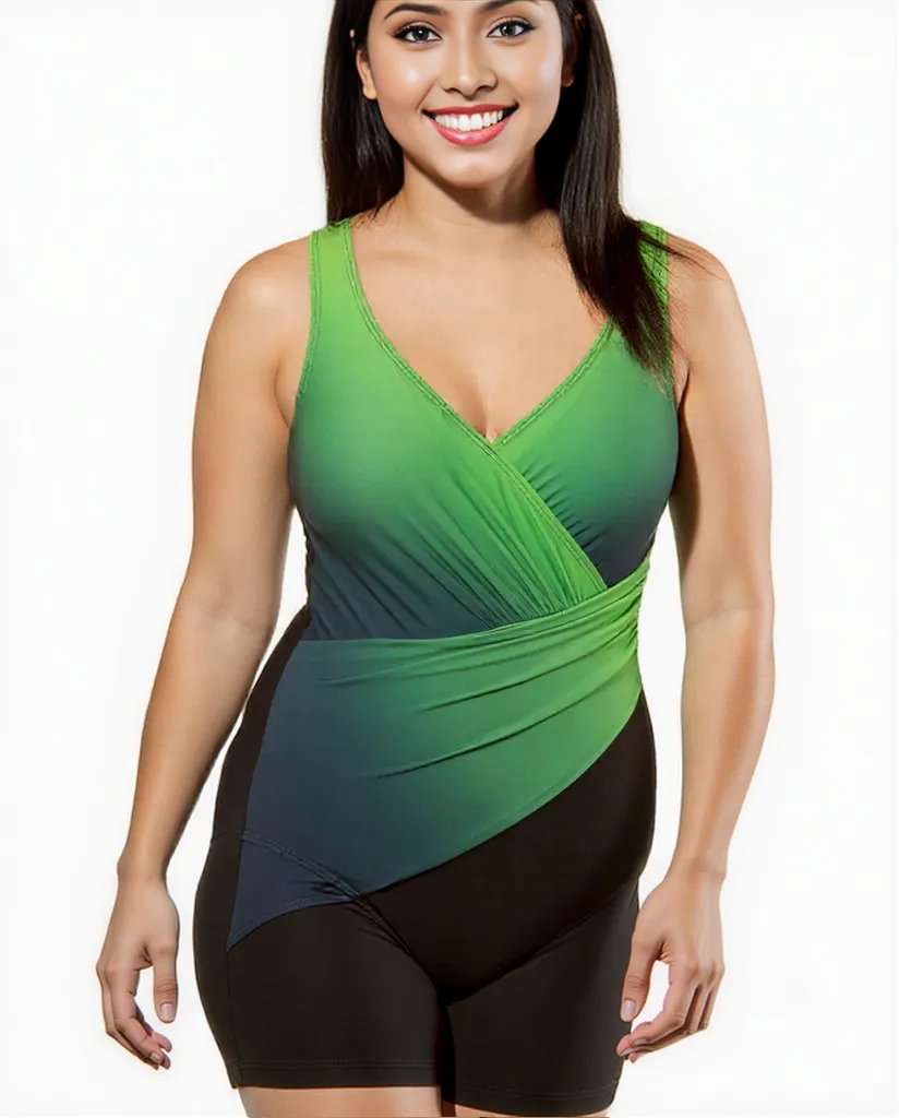 New purple and black swimsuit Women's high waist skirt plus size