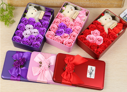 Soap Flower Rose Soap Flower Flower Gift Box Valentine's Day Gift for Girlfriend Extra Large Square