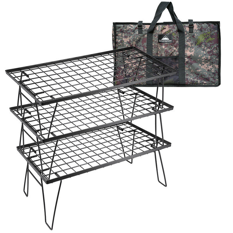 Outdoor Simple Folding Picnic Table Multi-layer Wrought Iron Rack