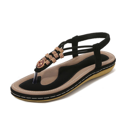 Bohemian Wooden Bead Woven Plus Size Flat Shoes