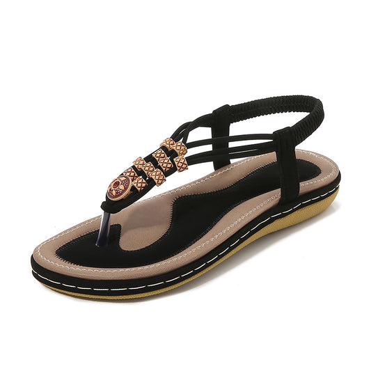 Bohemian Wooden Bead Woven Plus Size Flat Shoes