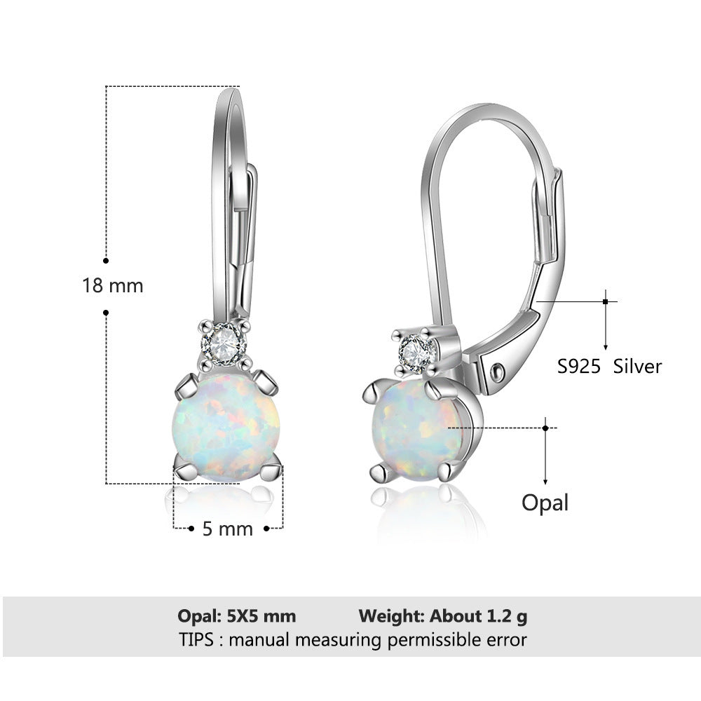 Simple Earrings S925 Silver Jewelry Women's Round