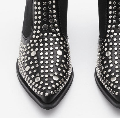 Plus size rivet elastic women's boots