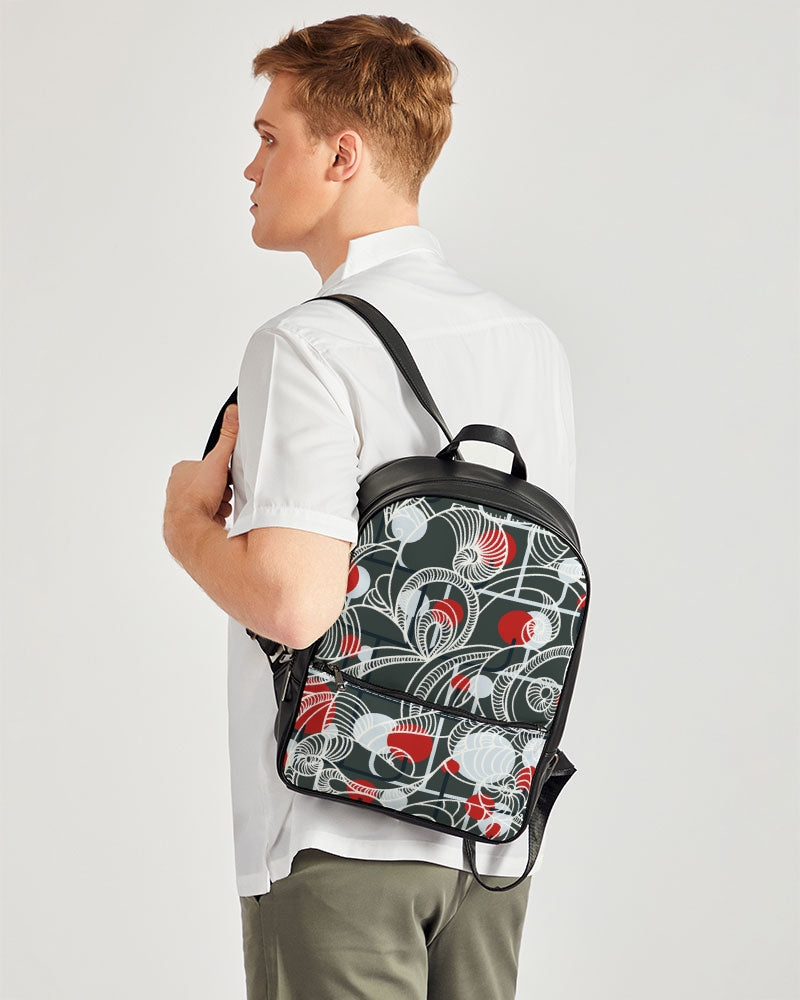 CREATIVE RED AND BLACK SWIRLS CREATED BY FLIPSTYLEZ Classic Faux Leather Backpack