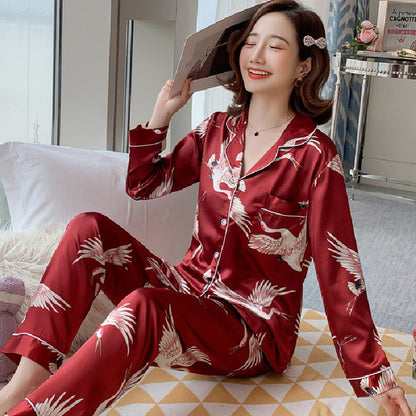 Plus Size Cardigan Lapel Ladies Pajamas Homewear