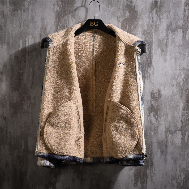 Male Youth Plus Size Plaid Padded Jacket