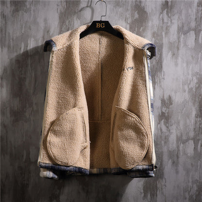 Male Youth Plus Size Plaid Padded Jacket