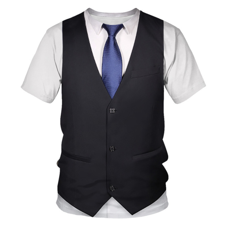 Vest uniform 3D digital print T-shirt