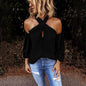Back zipper halter solid color stitching top