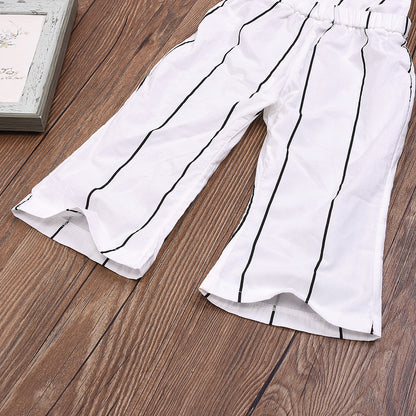 Children's Striped Bib Double-strap One-piece  Pants