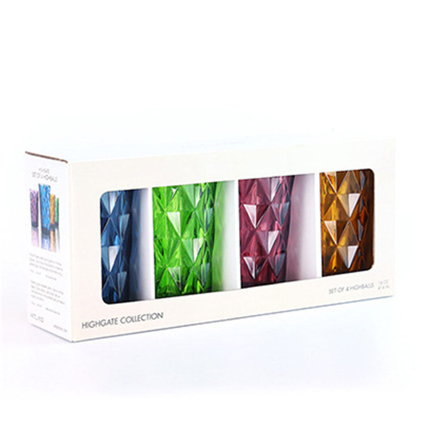 Creative colored relief glass cup on trumpet