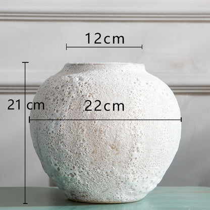 Living Room Flower Arrangement Ceramic Retro Pottery Pot Coarse Pottery Vase