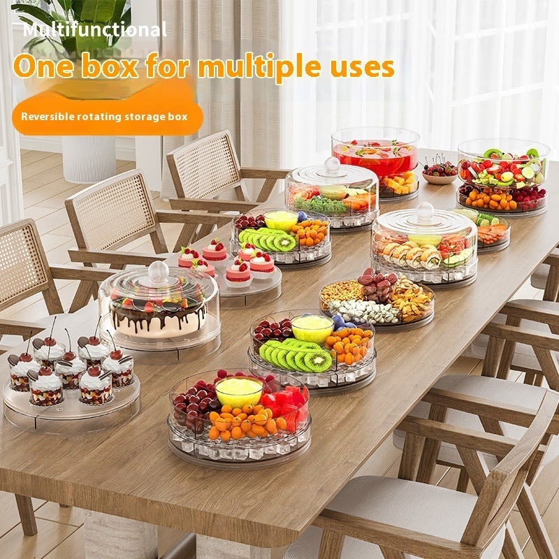 Outdoor Iced 4-compartment Multifunctional Crisper Rotating Storage Tray