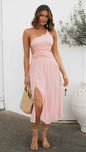 Sleeveless Back Long Dress With Split Hem