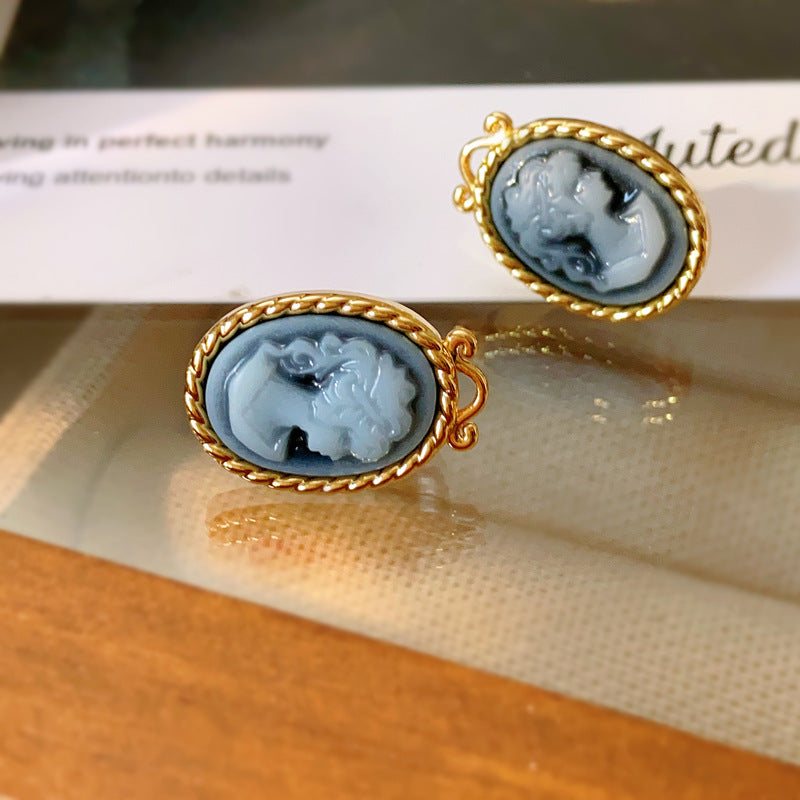 Vintage Fried Dough Twist Relief Oval Earrings