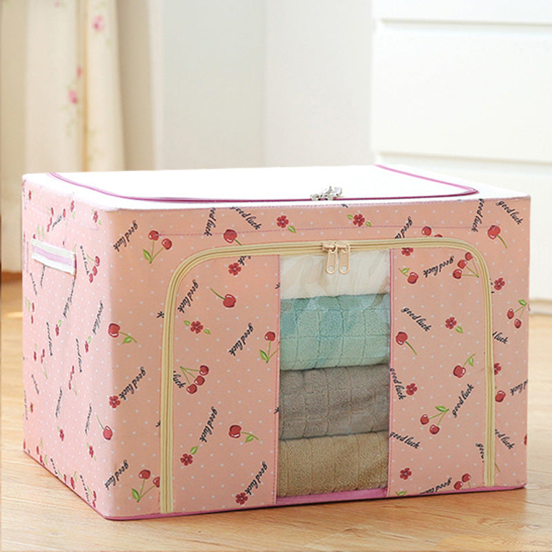 Steel Frame Storage Box Oxford Cloth Sorting Box Quilt Storage Box Folding Wardrobe Cloth Art Extra Large Storage Bag with Cover
