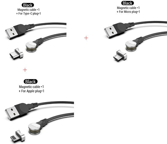 Rotating magnetic data line three-in-one blind magnetic magnetic circular charging cable for Android fruit typec