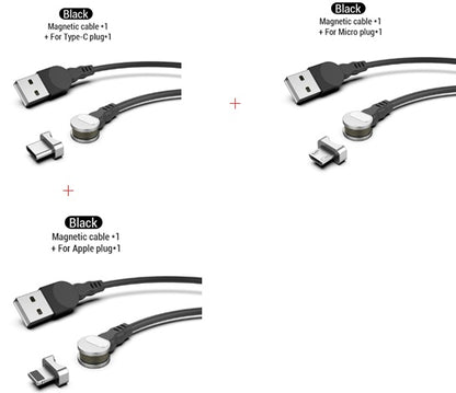Rotating magnetic data line three-in-one blind magnetic magnetic circular charging cable for Android fruit typec