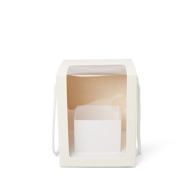 Single-sided Window Pvc Transparent Square Portable Flower Gift Box