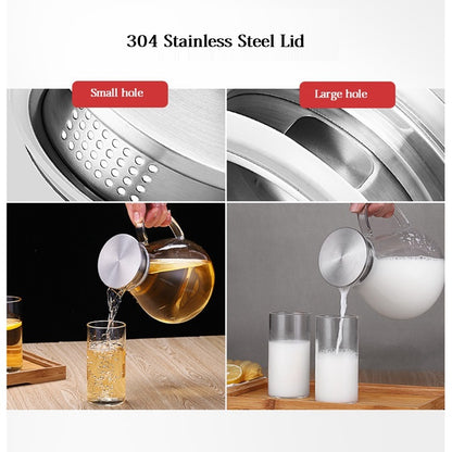 1.9L Heated Glass Water Jar Tea Jar Juice Container Beverage Dispenser Anti-Explosion Drink Kettle