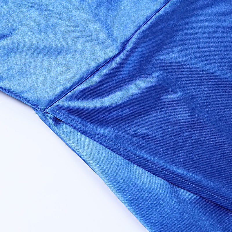 Padded One-Shoulder Sling Back Slit Long Dress