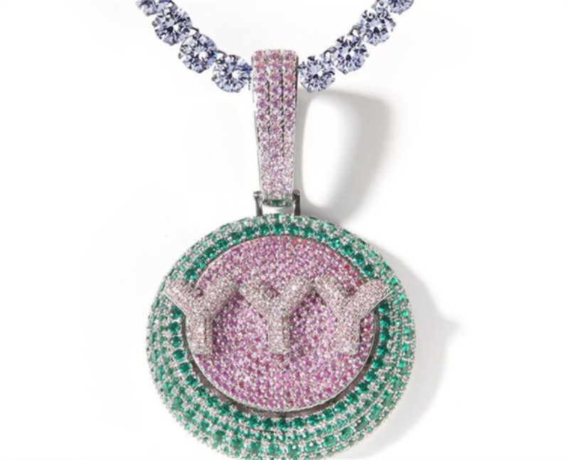 Personalized Hip Hop Custom Rotating Pendant 26 Letter Name Micro Inlaid Zircon
