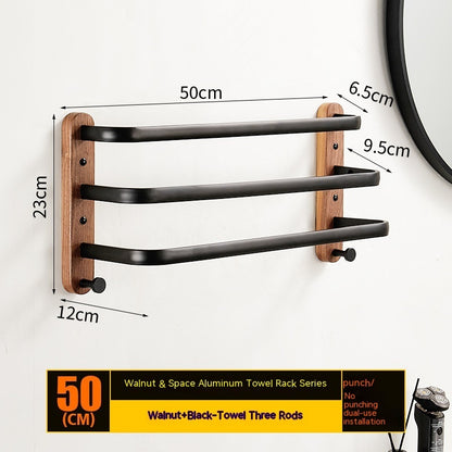 Solid Wood Towel Rack Wall Hanging Multi-bar