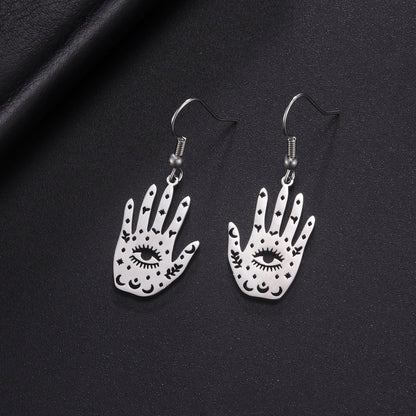 Retro Exaggerated Personalized Hip Hop Palm Hollow Eye Earrings